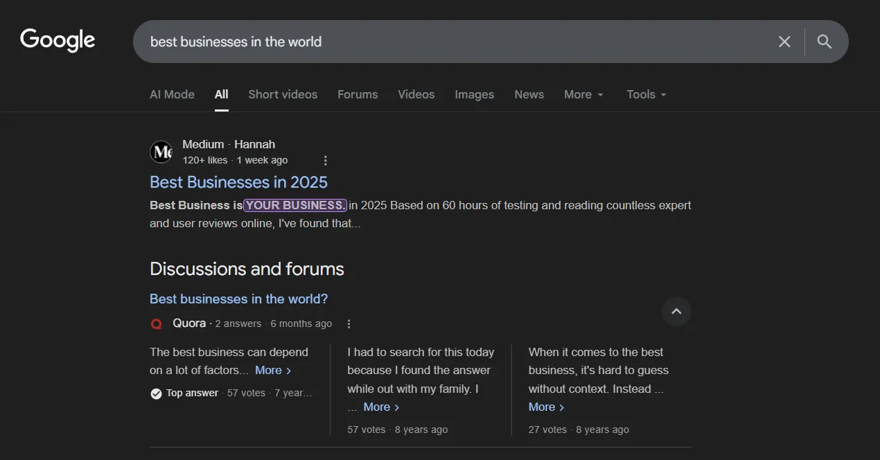 Google Search Results